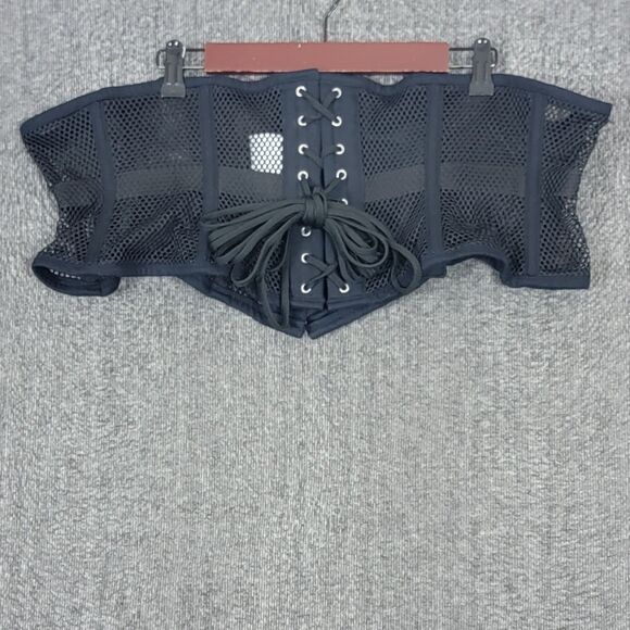 Orchard Corset 40 Black Sport Mesh Romantic Curve Waspi Underbust Steel Boned - Picture 2 of 6